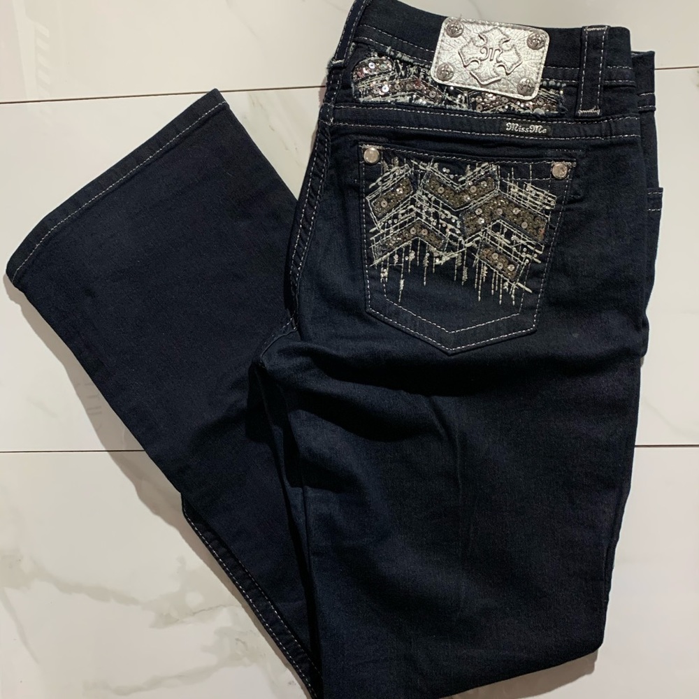 Miss me jeans sequin rhinestone bootcut